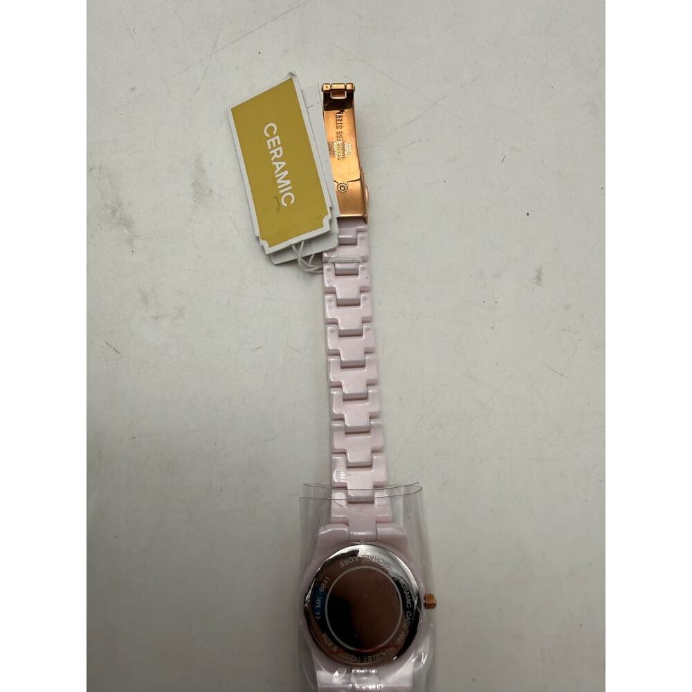 Michael Kors MK6841 Pink Ceramic Watch Crystal Bezel Women’s Quartz w/ Tag - Picture 6 of 11